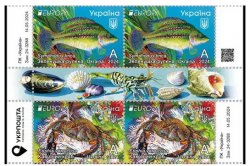 Ukraine 2024 Europa CEPT Undewater fauna Black sea Fish and crab 2 sets with labels MNH