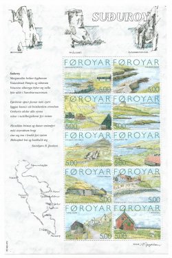 Faroe Islands Denmark 2004 Geography Village Suduroy set of 10 stamps in block \ sheetlet MNH