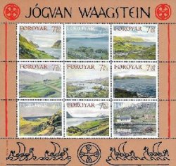 Faroe Islands Denmark 2005 Waagstein paintings landscapes set of 9 stamps in block sheetlet MNH