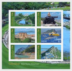 Gibraltar Great Britain 2024 SEPAC Main Tourist Attractions set of 6 stamps in block MNH