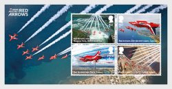 Great Britain United Kingdom 2024 Red Arrows 60th Anniversary Aviation Airplanes set of 4 stamps in block MNH