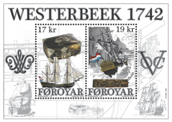 Faroe Islands Denmark 2016 Westerbeek shipwreck sailing ship set of 2 stamps in block MNH