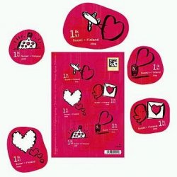 Finland Finnland Finlande 2008 St Valentine Day set of 5 stamps in block MNH