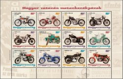 Hungary Hongrie Ungarn 2014 Hungarian Olden Time Motorcycles Set of 12 stamps in sheetlet / block MNH