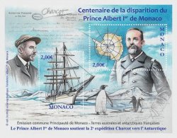 Monaco 2022 Joint Issue Monaco - TAAF Antarctic explorers Ship penguins block MNH