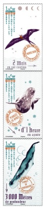 TAAF France 2024 Records of the animal world bird seal whale set of 3 stamps in strip MNH