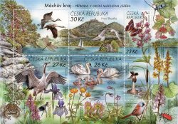 Czech Tschechien Tchèque 2022 Macha's National Park Birds insects flowers landscape ... set of 4 stamps in block MNH