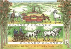 Czech Tschechien Tchèque 2022 The landscape for breeding and training of ceremonial carriage horses at Kladruby nad Labem set of 4 stamps in block MNH