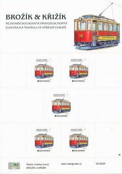 Czech Tschechien Tchèque 2022 City transport history Old tram Brozik & Krizik sheetlet MNH