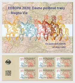 Slovakia 2020 EUROPA CEPT Ancient Mail Routes The Magna Via 6 self-adhesive stamps in booklet MNH