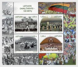 Lithuania Litauen Lituanie 2024 100th Anniversary of the Lithuanian Song Celebration LP set of 4 stamps in block MNH