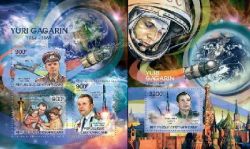 Central African Republic. 50 years, the first manned flight into space , Yuri Gagarin. Set 2bl (3+1)