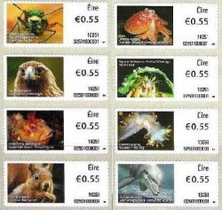 Ireland Irland Irlande 2010 Animal world Nature Fauna Postal machine stamps set of 8 MNH