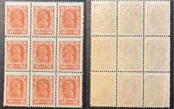Russia RSFSR 1922 Definitives RARE block of 9 stamps with face value one stamp 70 rub ERROR MNH