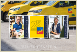 Liechtenstein 2024 25 years of Liechtensteinische Post set of 3 stamps in block MNH
