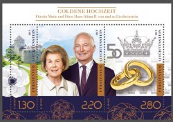 Liechtenstein 2017 Golden Wedding of Prince Hans-Adam II and Princess Marie set of 3 stamps in block MNH