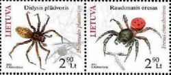 Lithuania Litauen Lituanie 2012 Fauna Red Book of Lithuania Rare Spiders Strip of 2 stamps MNH