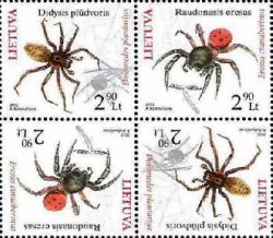 Lithuania Litauen Lituanie 2012 Fauna Red Book of Lithuania Rare spiders tet-beshe of 2 sets MNH