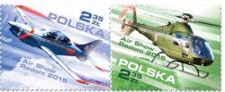 Poland Polen Pologne 2015 Air show Radom Helicopter Airplane set of 2 stamps in strip MNH