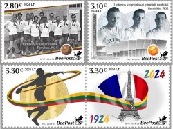 Lithuania Litauen Lituanie 2024 Olympic games Paris Olympics 100 Ann Lithuanian Athletes' Participation BeePost set of 4 stamps MNH