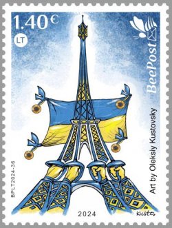 Lithuania Litauen Lituanie 2024 Olympic games Paris Olympics Ukrainian fencers during the wartime BeePost stamp MNH
