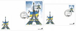 Lithuania Litauen Lituanie 2024 Olympic games Paris Olympics Ukrainian fencers during the wartime BeePost stamp and block FDC