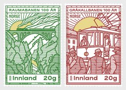 Norway Norvege Norwegen 2024 Rail Anniversaries Train Tram Bridge Set of 2 stamps MNH