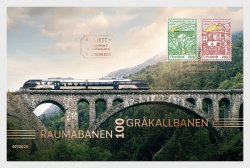 Norway Norvege Norwegen 2024 Rail Anniversaries Train Tram Bridge Limited edition golden FDC