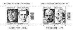 Denmark Danemark Danmark 2024 400 ann Post Portrait engravings PostNord set of 2 block's MNH