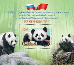 Russia Russland Russie 2024 Panda Diplomatic relations with China 75 ann block MNH