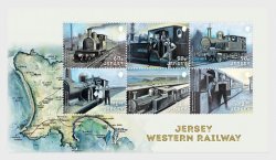 Jersey UK Great Britain 2024 Western Railway trains set of 6 stamps in block MNH