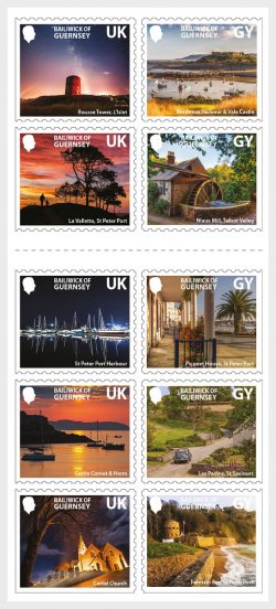 Guernsey UK Great Britain 2024 By Day and Night Landscapes Lighthouse Car Ships set of 10 stamps MNH