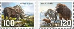 Switzerland Schweiz Suisse 2024 Giants of the Ice Age Prehistoric mammals Set of 2 stamps MNH