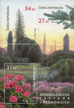 Czech Tschechien Tchèque 2023 Flowers Trees Dendrological garden in Průhonice Set of 3 stamps in block MNH
