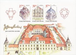 Czech Tschechien Tchèque 2023 Giovanni Santini and his buildings Set of 3 stamps in block MNH