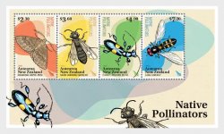New Zealand 2024 Insects Butterflies Native Pollinators Set of 4 stamps in block MNH