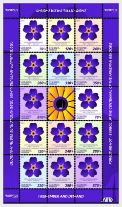 Armenia 2015 Defenitives Centenary of Armenian Genocide Minisheet of 2 sets with label MNH