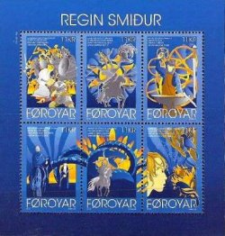 Faroe Islands Denmark 2012 Myths and Legends of the North Set of 6 stamps in block MNH