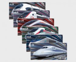 UNO 3 Post offices 2024 High speed trains of the World Full set of 6 stamps MNH