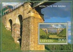 Latvia Lettland Lettonie 2006 Railway bridge over Rauna Electric train block MNH