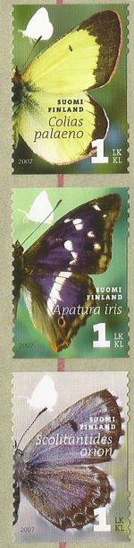Finland Finnland Finlande 2007 Day Butterflies Definitives Set of 3 stamps MNH