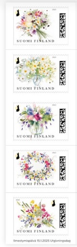 Finland Finnland Finlande 2025 Floristry Art of bouquets Flowers Set of 5 stamps in strip MNH