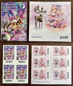 Finland Finnland Finlande 2024 Christmas deers Posti Interesting Set of 2 quarter and six- blocks 2x2 2x3 MNH