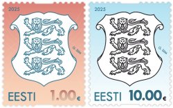 Estonia Estland Estonie 2025 Definitives State Coat of Arms 1 EUR Type I and 10 EUR Set of 2 stamps MNH