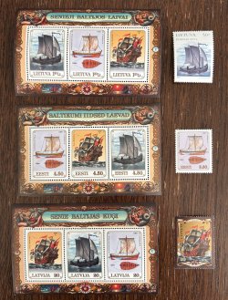 Estonia Latvia Lithuania 1997 Baltic ships joint issue full complete of 3 stamps and 3 block's MNH