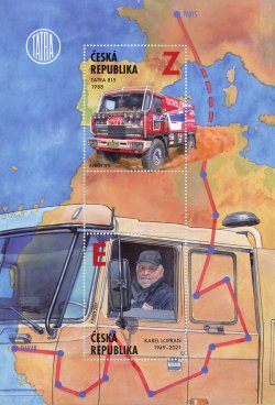 Czech Tschechien Tchèque 2024 Dakar Race Karel Loprais Truck Set of 2 stamps in block MNH
