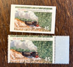 Germany 2012 125 years old narrow-gauge railway in the Harz Set of 2 stamps ordinary and self-adhesive MNH
