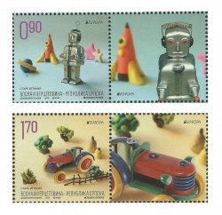 Bosnia and Herzegovina Serbian 2015 EUROPA CEPT Old toys Set of 2 stamps with labels MNH