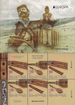 Bosnia and Herzegovina Serbian 2014 EUROPA CEPT Old music instruments Special block in booklet MNH