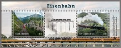 Austria 2025 Railways Trains Bridges Set of 2 stamps and label in special edition block MNH